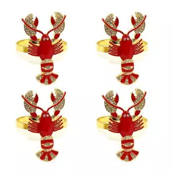 12pcs/lot Hot Sale Red Crayfish Napkin Ring Gold Mouth Cloth Western Restaurant Table Decoration Napkin Ring красный