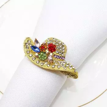 12pcs/lot New Diamond Hat Napkin Ring Alloy Napkin Buckle Table Mouth Cloth Ring Napkin Ring золотой