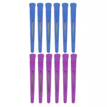 12pcs Makeup Duckbill Hair Clip Hairdressing Partition Sectioning Clips (Blue Purple)