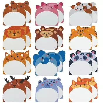 12pcs Meow Animal Memo Pad Creative Puppy Reminder Note Cat Sticky Note School Supplies Animal