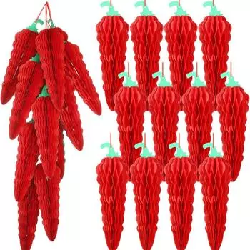 12pcs Mexican Style Chili Honeycomb Hanging Decoration Fruit Honeycomb Simulation Living Room Home Decoration 12pcs