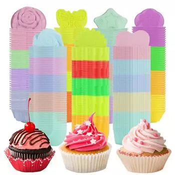 12PCs Muffin Cupcake Silicone Molds Reusable Silicone Cupcake Liners Molds Dishwasher Safe Nonstick Heat Resistant Baking Tools as shown