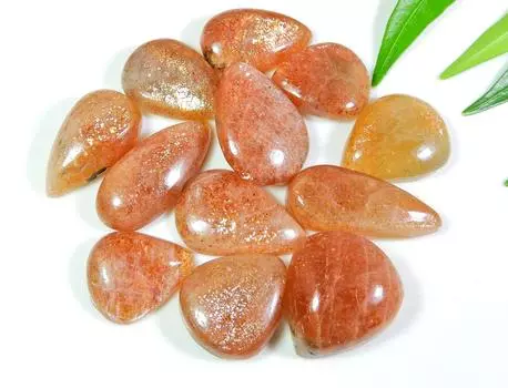 12 шт. натуральный солнечный камень кольцо груша кабошон россыпью драгоценный камень 17 мм-23 мм RQ-645