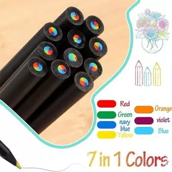 12pcs Office Rainbow Pencil Oil Art Art Pencil Set Concentric Gradient Colored Pencils Kids Gift light brown-style A