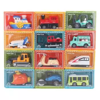 12 шт. игрушечные машинки с оттяжкой, грузовики, набор игрушечных транспортных средств, обучающая игра, сплав, фрикционные машинки, игрушки для T