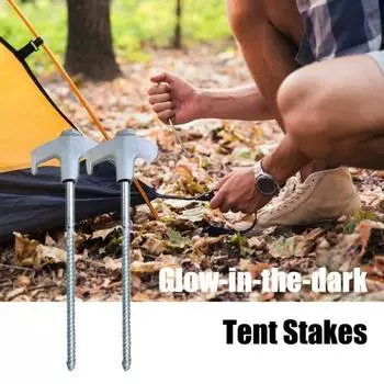 12 шт. ввинчивающихся колышков для палатки, светящихся в темноте, прочных, легких, ветрозащитных, для наружных работ, гвоздей для земли, колышков с резьбой, кемпинговых принадлежностей 12pcs белый