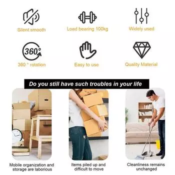 12Pcs Self Adhesive Caster Mini Swivel Wheels Stainless Steel Universal 360 Degree Rotation Pulley for Furniture Storage Box