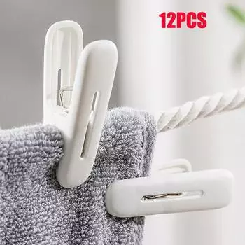 12pcs/set Clothes Pegs Fixed Windproof Clip Laundry Clips Hanging Rope Multifunctional Windproof Towels Socks Clothespin Hangers 12pcs/set