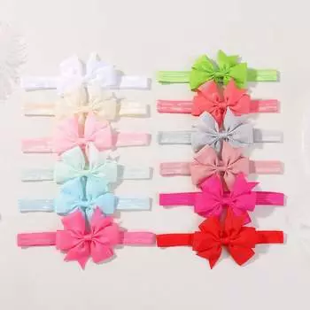 12pcs/set Colorful Ribbon Bows Headbands for Baby Girls Neborn Stretch Wide Elastic Hair Bands Pinwheel Headwras Kids Headwear