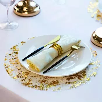 12pcs Set Disposable Gold Round Foil Table Placemats,Suitable For Dining Table, Wedding, Birthday, Party Holiday Home Decoration 33cm золотистый