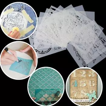 12pcs/set Hot DIY Crafts Stamp Scrapbooking Walls Painting Embossing Template Layering Stencils