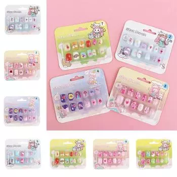 12Pcs/set Manicure Material Kids Cartoon Fake Nails Nail Supplies Kids Fake Nail Extension Student No7