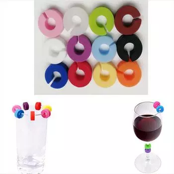 12PCS/set Silicone Wine Stick Pendant Cutely Wine Glass Marker Glass Cup Labels Drinks Tag Signs Party Bar Tool Accessories 12PCS