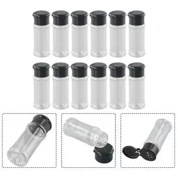 12Pcs Spice Jars Seasoning Shaker Bottles Plastic Spices Storage Condiment Jar Salt Pepper Boxes Kitchen Spice Organizer Rack CHINA