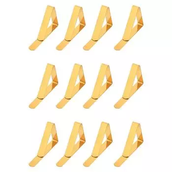 12pcs Stable Clamping Stainless Steel Tablecloth Clips - Easy To Save Time And Effort Round Tablecloth Clamps Holder golden золотистый