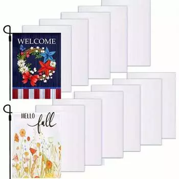 12 шт. сублимационных пустых садовых флагов, самодельные флаги для газона и сада, полиэстеровые баннеры, пустые дворовые флаги, полиэстеровые пустые флаги для термопресса 12 pcs белый