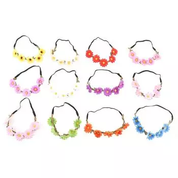 12 шт. повязка на голову с подсолнухами, универсальная, регулируемая, подходящая под любой стиль, венок с подсолнухами, гирлянда на голову