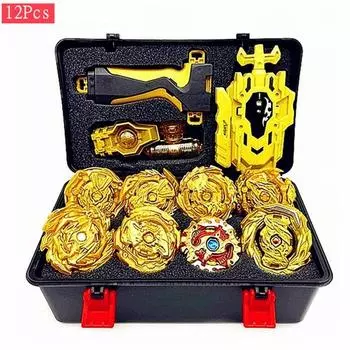 12PCS Top с пусковой установкой Metal Gold Set Burst Top Детская коробка для игрушек