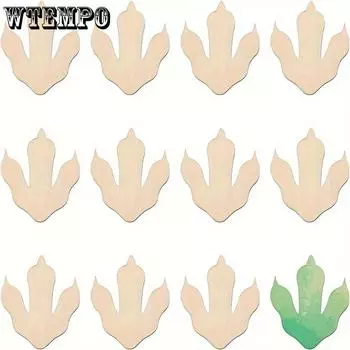 12pcs Unpainted Wooden Dinosaur Footprint Cutouts, 8.99x7.44cm - DIY Craft Blanks for Home Decor & Creative Projects, Claw Shape, Slices, Craft 12pcs