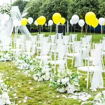 12pcs White Chair Sashes 17X250CM Wedding Ceremony Aisle Decoration for Birthday Parties Bridal Shower Hotel Chiffon Chair Decor