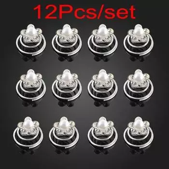 12Pcs Women Fashion Pearl Wedding Bridal Hair Pins Twists Coils Flower Swirl Spiral Hairpins Jewerly Accessories for Women Gifts