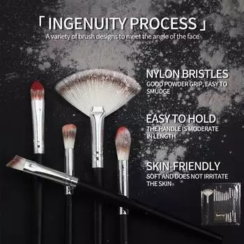 12PCS Women S Makeup Brush Set No Lint And No Odor No Skin Irritation Or Damage Facial Makeup Beauty Tools Smudges Naturally чёрный
