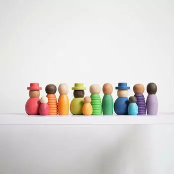 12pcs Wooden People dolls Natural Wooden Construction, Open Ended Play Educational with Different Poses some with Hats, Safe Non Toxic Learning for 12pcs Wooden Little For Man
