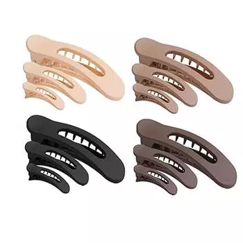 12PcsFlat Hair Clip Brown Flat Claw Clip For Thin Hair Matte Lying Down Claw Clip 3 Sizes Crocodile Hair Clip, Sliding Hair Clip Size fits all