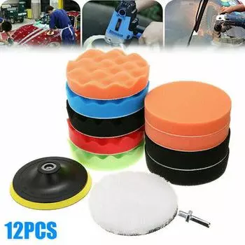 12ps Car Polishing Pads Drill Sponge Buffing Waxing Clean Buffer Pad For Drill Wheel Polisher Waxer Washing Car Gadget S9J2
