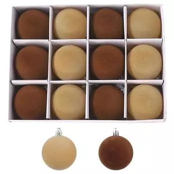 12шт 2.4 дюйма Рождественские шары бархатные декоративные шары елочные украшения(ЧАС)