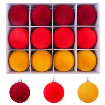 12шт 2.4 дюйма Рождественские шары бархатные декоративные шары елочные украшения(грамм)