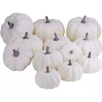 12шт(3 размера) Хэллоуин День благодарения украшение поддельная тыква искусственная белая тыква для домашнего праздничного стола декор фотография