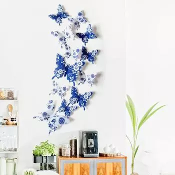 12шт 3D эффект бабочка стикер стены холодильник фон наклейка DIY