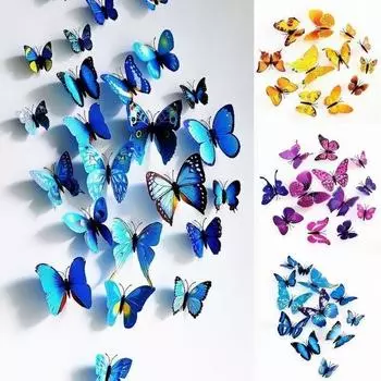 12шт 3D бабочка стены стикеры наклейки украшения дома комнаты 3