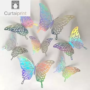 12шт 3D полая бабочка стикер на стену детская комната наклейка на стену украшение дома