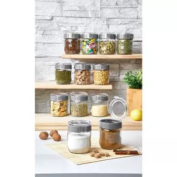 12шт (425 куб.см х 12) Органайзер для стеклянного ящика Jar Spice Rack