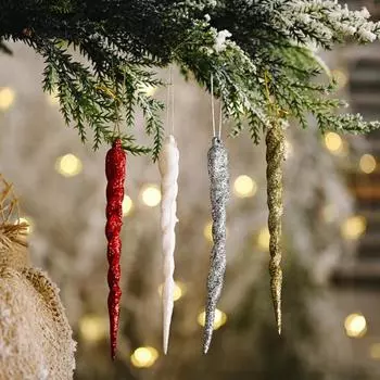 12шт/5шт Рождественская елка моделирование ледяные сосульки DIY украшения подвесной кулон 5pcs белый