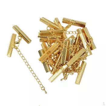 12шт бусины с зажимом на концах, застежка-карабин с удлинительной цепочкой 30 x 6 мм