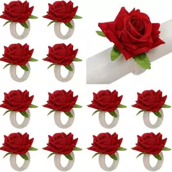 12шт держатели для салфеток кольца для салфеток розы кольца для салфеток искусственный цветок для сервировки обеденного стола пряжки для салфеток кольца для салфеток пряжка для вечеринки белый