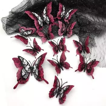 12шт двухслойные 3d бабочка летучая мышь домашний декор настенные наклейки бабочки настенные наклейки