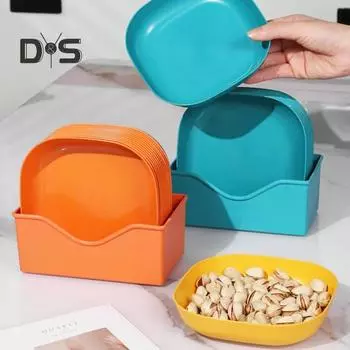 12шт гладкое блюдо для закусок пищевой пластик прочный стол вертел кость змея тарелка поднос синий