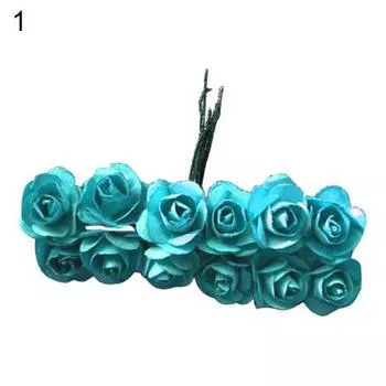 12шт искусственный цветок розы дома день рождения свадьба праздничная вечеринка DIY украшения темно-синий
