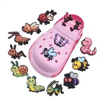 12шт милые насекомые серии ПВХ подвески для обуви для украшения обуви 12pcs