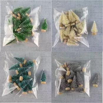 12шт мини Рождественская елка Снежная сосна Рождественские украшения DIY Снежные украшения Мини-елки 12pcs/pack зелёный