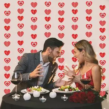 12шт модный свадебный декор красные сердца строка гирлянда сердце баннер висит баннер вечеринка висит 12pcs