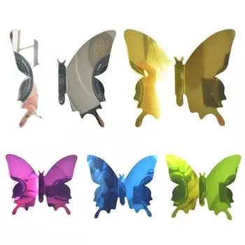 12шт ПВХ бабочка 3D зеркало съемный стикер стены наклейка DIY искусство домашнего декора золотистый