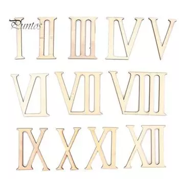 12шт римская цифра неокрашенный деревянный ломтик DIY ремесло орнамент декор для скрапбукинга