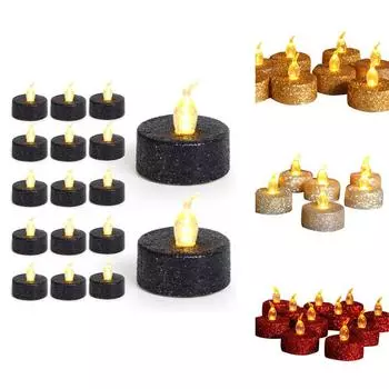 12шт Рождественские беспламенные свечи на батарейках Светодиодные чайные свечи Мерцающий электронный ночник для Хэллоуина Украшение рождественской вечеринки серебряный