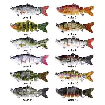 12шт рыболовная приманка жесткая приманка 10см/18г воблеры 6 сегментов свимбейт рыболовная приманка