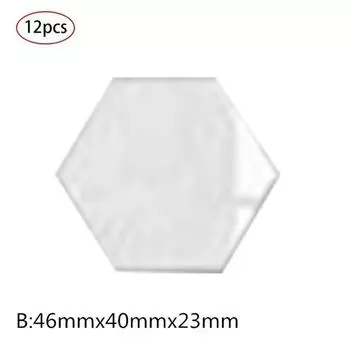 12шт шестиугольная рамка стереоскопическое зеркало стены стикер украшения B Silver